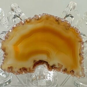 Banded Red Carnelian Agate Slice Slab Polished Crystal Drilled Hole 3"x2.1"